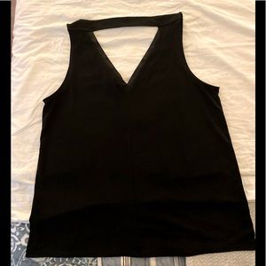 Banana Republic dressy tank top in black, size medium, double V-neck